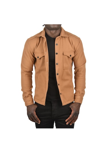 Deepsea Erkek Kahve Çıtçıtlı Kısa Kaşe Mont 2500559 Kahverengi