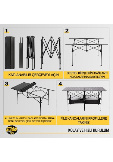 Funky Chaırs Family Xxl Katlanabilir Alüminyum Kamp Masası