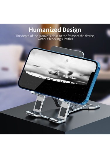 Qingmipy Alüminyum Folding Telefon Ve Tablet Standı - 5 Seviye Yükseklik Ayarı, 11 İnç'e Kadar Uyumlu, Gri