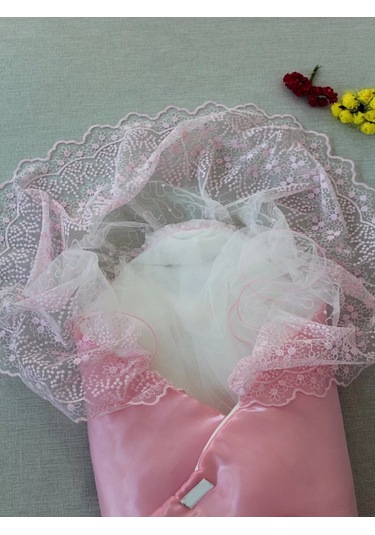 Yenidoğan Kumru İnci Fiyonk Kristal Parlak Duvaklı Kundak Bebek Battaniyesi Pembe Çok Renkli