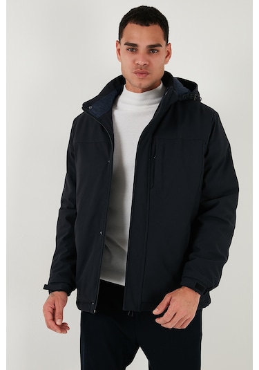 Buratti Regular Fit Çıkarılabilir Kapüşonlu Astarlı Erkek Mont 497Hector Lacivert