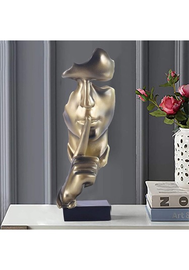 Düşünür Heykeli, Silence Altın Soyut Sanat Heykelcik, Modern Ev Reçine Heykelleri Dekoratif Nesneler Piyano Masaüstü Dekoru Yaratıcı Oda Ev, Ofis Çalışması Altın
