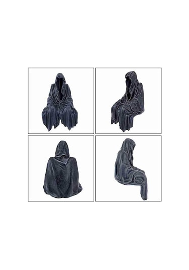 CajuArt Siyah Gotik Hayalet Heykeli Masa Raf Ucu Dekoratif Biblo