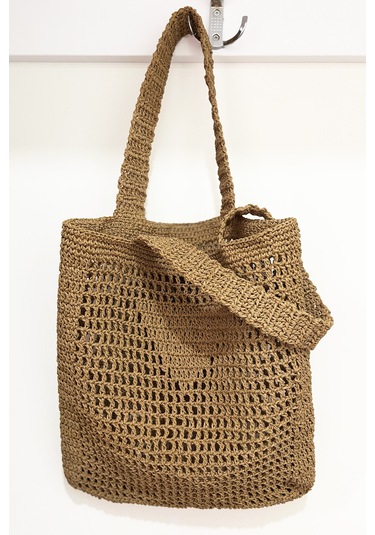 Doğal Hasır Plaj Çantası Bohem Tarz, Yazlık El Yapımı Model Hasır