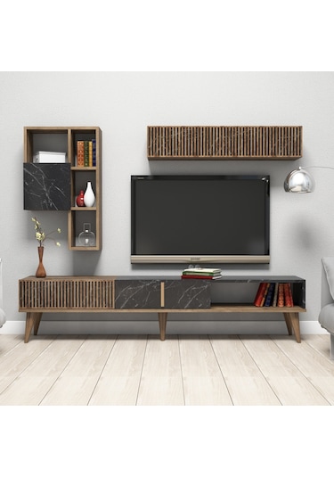 Variant Milan Tv Ünitesi - Ceviz / Siyah Mermer