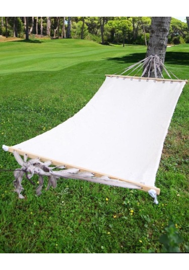 Ipekhamak Keyif Pamuk Kumaş Hamak Tek Kişilik 200 Kg Taşıma Kapasite Beyaz
