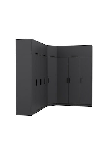 Minar Kale 8 Kapaklı 4 Ç Köşe Dolap + Yüklük Antrasit 255cm