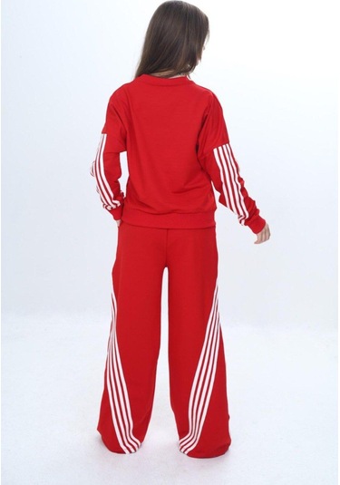 Kız Çocuk %100 Pamuk Şeritli Oversize 2 İplik Alt&üst Eşofman Takımı-305-eşt-0009 Kırmızı Kız Çocuk %100 Pamuk Şeritli Oversize 2 İplik Alt&üst Eşofman Takımı-305-eşt-0009 Kırmızı