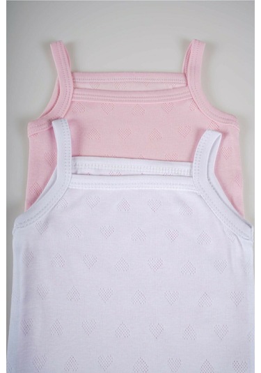 İp Askılı Jakarlı Klimalı 2li Çıtçıtlı Badi Zıbın Pembe-Beyaz