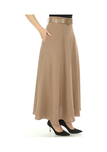 Soralline Kadın Kloş Etek 779 Nohut Vizon
