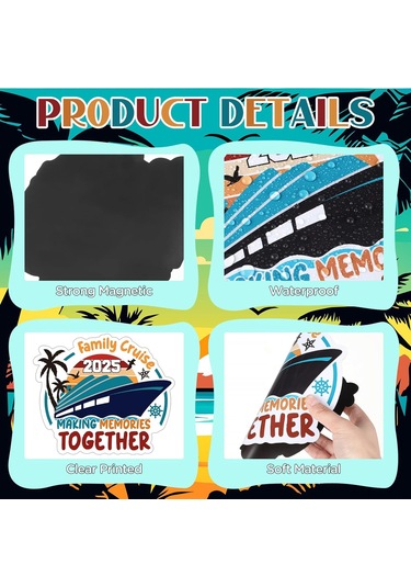 Geeroyoo 2025 Retro Gemi Turu Manyetik Kapı Sticker 18'li Set - Aile Turu Dekorasyonu, Araba Buzdolabı Uyumlu, Festivite Ve Tatil Temalı Grafikler