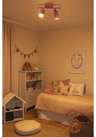 Spoti 2'li Pembe Renk Gün Işığı Modern Tasarım Cafe - Mutfak - Banyo Spot Ledli Sıralı Avize Pembe