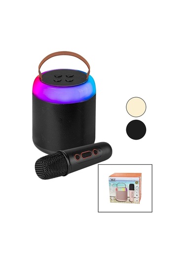 Yuvarlak Karaoke Mikrofonlubluetooth Wireless Hoparlör - Speaker Usb Şarjlı - Işıklı 4172