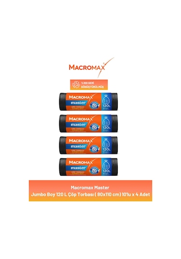 Macromax Master Çöp Torbası Jumbo Boy 10'lu X 4 Adet