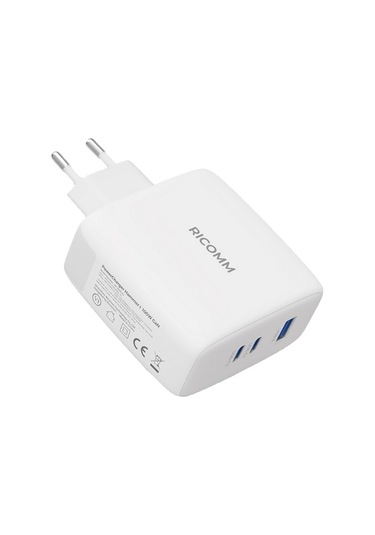 Ricomm 100W GaN 3 Portlu USB-C + USB-A QC5.0 PD Type-C Hızlı Şarj Cihazı + 100W Şarj Kablosu