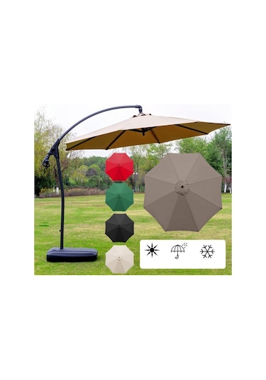 Polyester Şemsiye Yedek Kumaş Yuvarlak Bahçe Şemsiyesi Örtüsü, 3m 8 Kaburga Haki