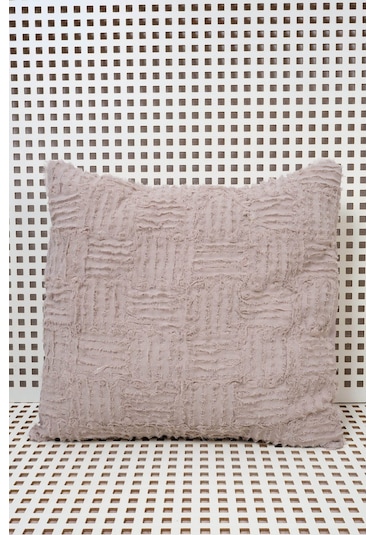 Peraluna Foam Pıllow Şifon Şerit Triko Yastık Kılıfı 45x45 Cm Bej - Bej
