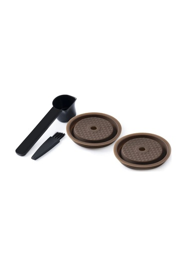 Ximistore9 2'li Yeniden Kullanılabilir Silikon Kapsül Kapağı Vertuo/vertuoline İçin - Kaşık Ve Fırça Dahil Siyah, Kahverengi