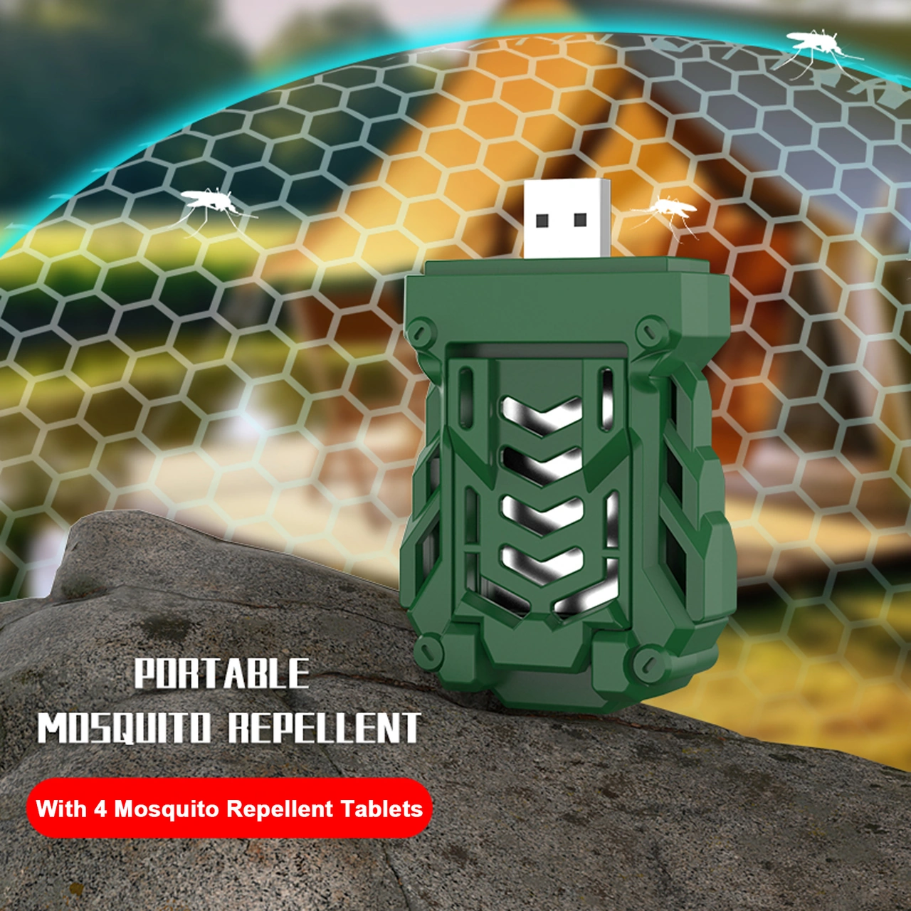 Yunboo Usb İle Çalışan Taşınabilir Isıtmalı Kovucu, 4 Adet Kovucu Tablet İçeren Yeşil Renkli, Ev Ve Kamp İçin Etkili Sinek Ve Mus Musu Kontrol Cihazı Yeşil