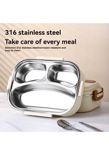 Padalink 316 Tıbbi Kalite Paslanmaz Çelik Isı Saklama Bento Kutusu, 2 Bölmeli, Öğrencilere Ve Ofis Çalışanlarına Uygun, Kaşık Ve Çatal İçeren 500ml Kapasite Yemek Kutusu Sarı