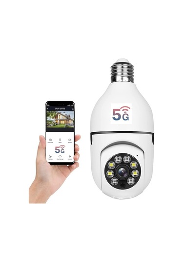 Flybuy 360 Derece Ampul Kamera Wifi İç Mekan, 2.4/5ghz Ve 5ghz Wifi Ampul Kamera, 1080p Ampul Kamera Tam Renkli Güvenlik Kam