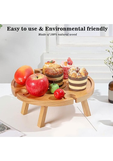 Dolıty Mini Piknik Masası Şarap Cam Tutucu Ile Ahşap Aperatif Gosterildigi Gibi Çok Renkli