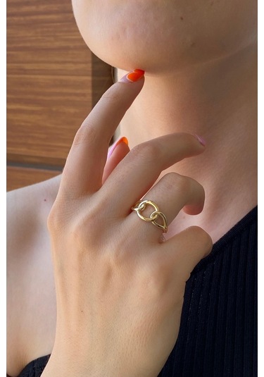 Zümrüt Sarraf 14 Ayar Yeşil Altın Kadın Zincir Detay Yüzük 553891741