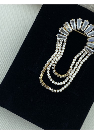 Kyver Su Yolu Sallantılı Zirkon Taşlı Broş