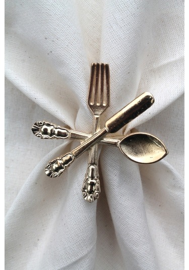 12 Adet Dekoratif Gold Food Style Peçete Halkası - Napkin Ring