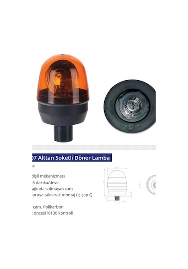 12v Döner Lamba Alttan Borulu Soketlı - Emr-07