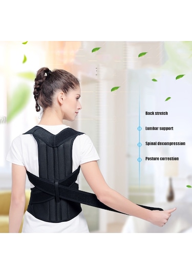 Sones Kifoz Düzeltme Kemeri Omurga Sırt Sabitleme Kemeri Düzeltme Giysileri, Beden: S Siyah