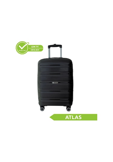 Vegmann Polipropilen Pp Atlas Siyah Orta Boy Valiz Siyah