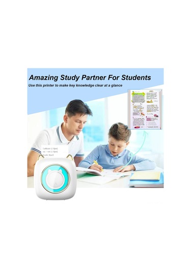 Yunboo C23 Mini Termal Etiket Yazıcı, 1200mah Pil, 57mm Genişlik, 203dpi Çözünürlük, 11 Adet Termal Kağıt + 5 Renkli Kalem Dahil