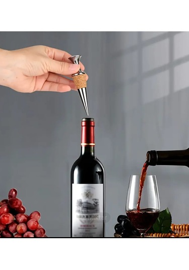 Atay Garage Paslanmaz Çelik Şarap Ve Şampanya Tıpası 1 Adet Açık Gri