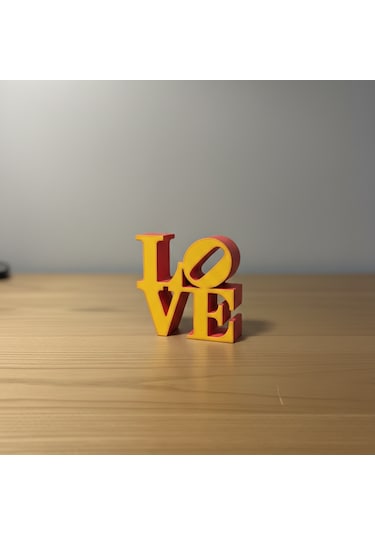 Modern "love" Tipografik Dekoratif Figür Minimalist Pla Masaüstü Aksesuarı Sarı - Kırmızı