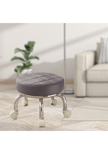 Suntek 360 Dönebilen Tekerlekli Tabure Tembel Ev İşi Gri