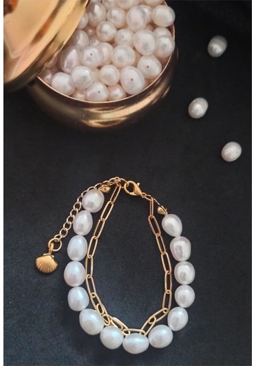 24k Altın Kaplama 10 Mm Gerçek İnci İstiridye Uzatmalı Tasarım Bi Gold