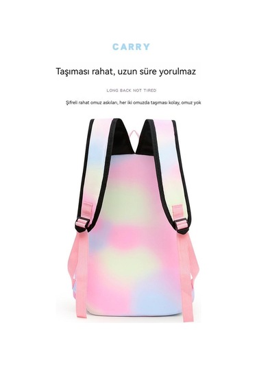 Geniş Kapasiteli Okul Çantası Seti 3 Parçalı Sırt Çantası, Yemek Çantası Ve Kalemlik Üniversite Kampüs Çantası Ergonomik Öğrenci Sırt Çantası Pembe