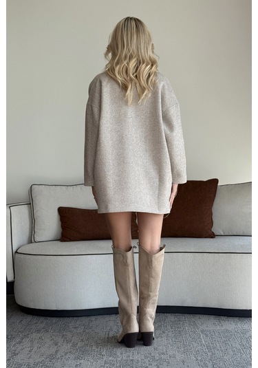 Vizon 1. Sınıf Kalite Balık Sırtı Oversize Kaşe Kaban Vizon