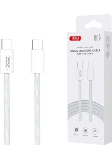 Nb-q260c 60w Type-c To Type-c Hızlı 3 Metre Örgülü Şarj Data Kablosu
