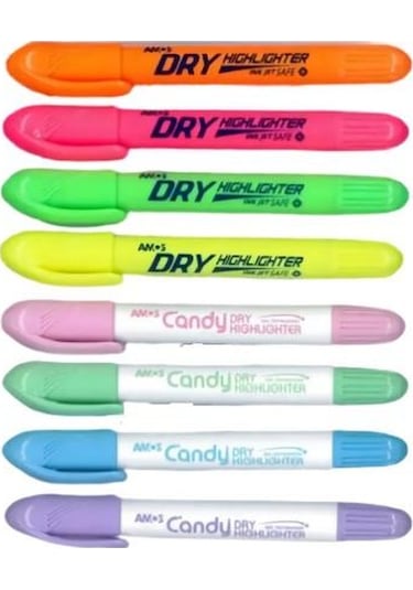 Ofisinn-Amos Dry Highlighter Jel Fosforlu Kalem 8 Renk