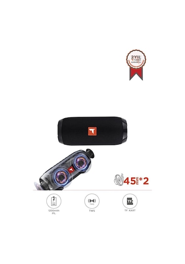 Torima Bts-2175 Bluetooth 5.3 Kablosuz Hoparlör 2x5w Çift Hoparlör, Fm Radyo, Aux, Tf Kart, Usb, 1200mah Pil
