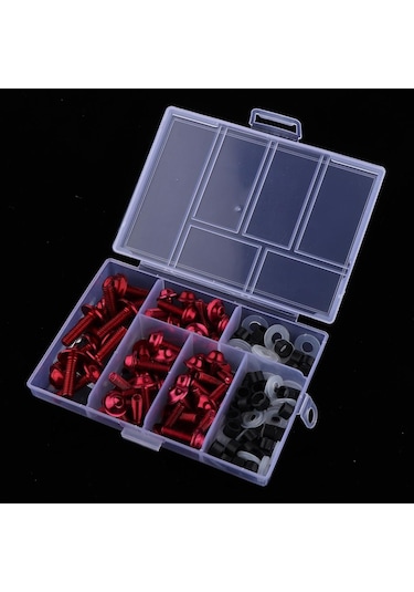 Suntek Motosiklet Komple Fairing Civata Takımı Raptiye Klipler Vidalar Kırmızı 158 Adet