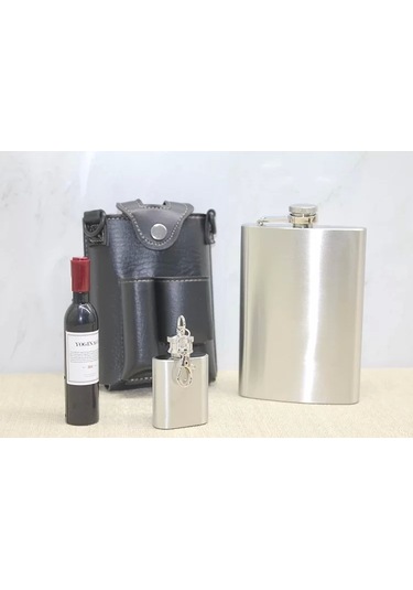 Deri Kılıflı Matara Seti Alk3927 Çok Renkli