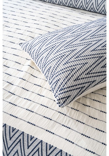 Milena Lacivert Çift Kişilik %100 Pamuklu Yatak Örtüsü Takımı 3 Parça Uyku & Çeyiz Seti