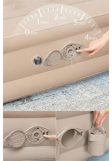 Shufa Şişme Kendinden Elektrikli Pompalı Yatak 152x198x40 Cm Krem