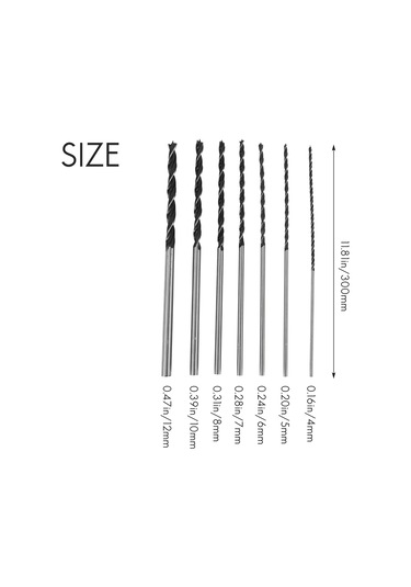 Sointeresting 7 Parça X Uzun Ahşap Matkap Ucu Seti 4mm 5mm 6mm 7mm 8mm 10mm 12mm X 300mm Brad Noktası