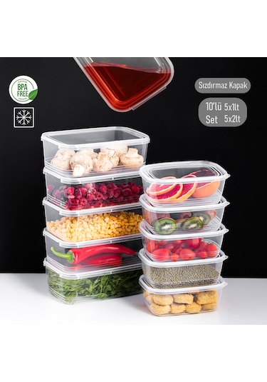 Porsima 4302 10'lu Buzluk Düzenleyici Saklama Kabı 2-1 Lt Şeffaf