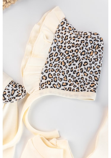 Leopar Desenli 8'li Kız Bebek Hastane Çıkışı Bebek Takımı