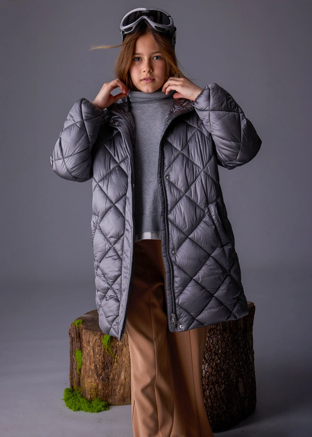 Mayoral 7432-50 Kız Çocuk Gri Mont Gri